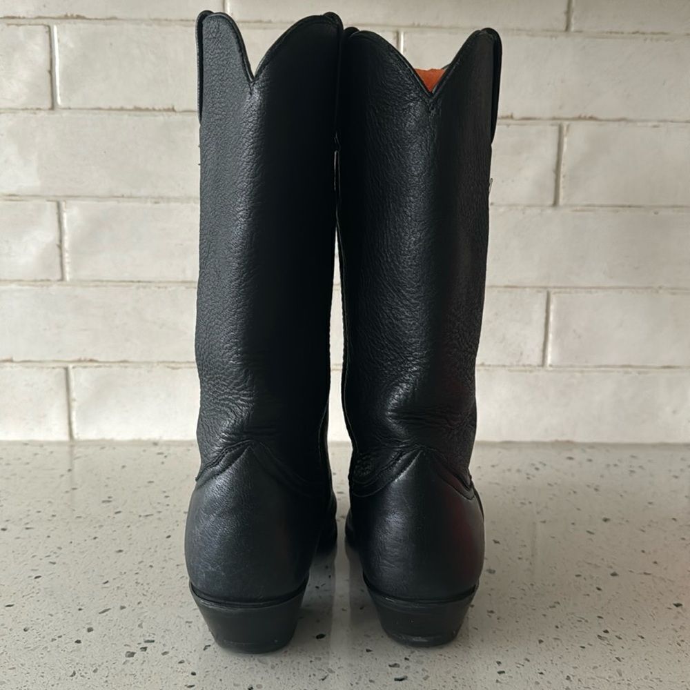 LARRY MAHAN Women’s 6.5B Black Leather Cowgirl Western Boots Handcrafted in USA - Picture 3 of 16